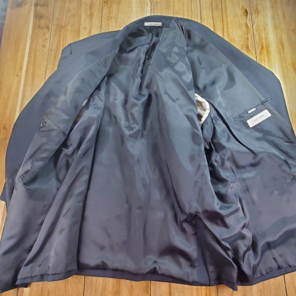 Joseph Abboud Blazer Mens 54R Navy Blue 100% Wool Windowpane Suit Jacket Coat - Picture 11 of 11